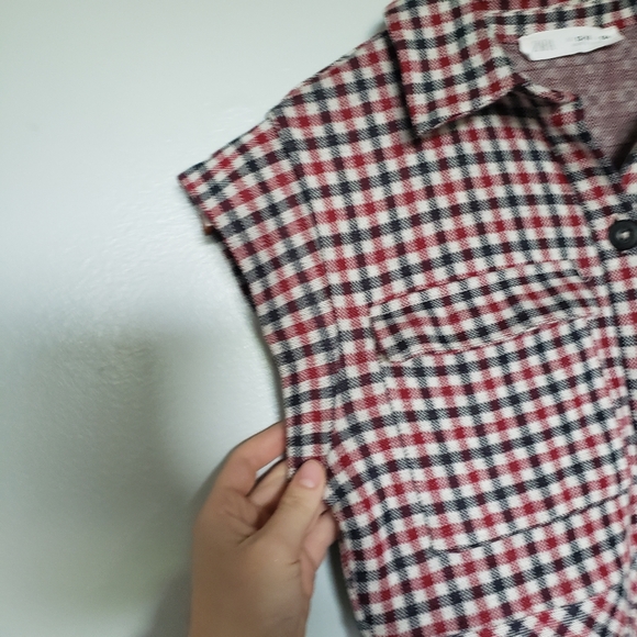 Zara Girls Gingham Print Red & Black Button Up  Collar Dress Size 13-14 - Picture 4 of 12